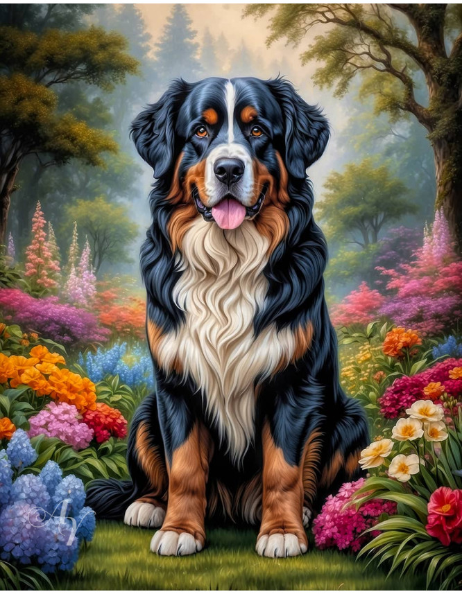Bernese Mountain Dog Portrait Paintings