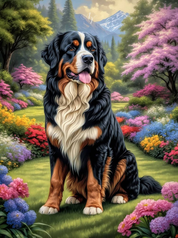 Bernese Mountain Dog Portrait Paintings