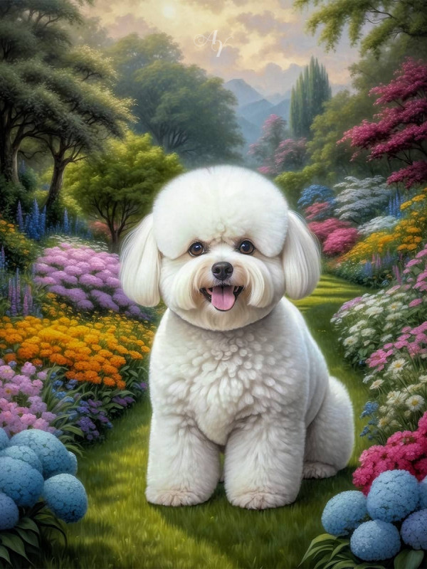 Bichon Frise Dog Portrait Paintings