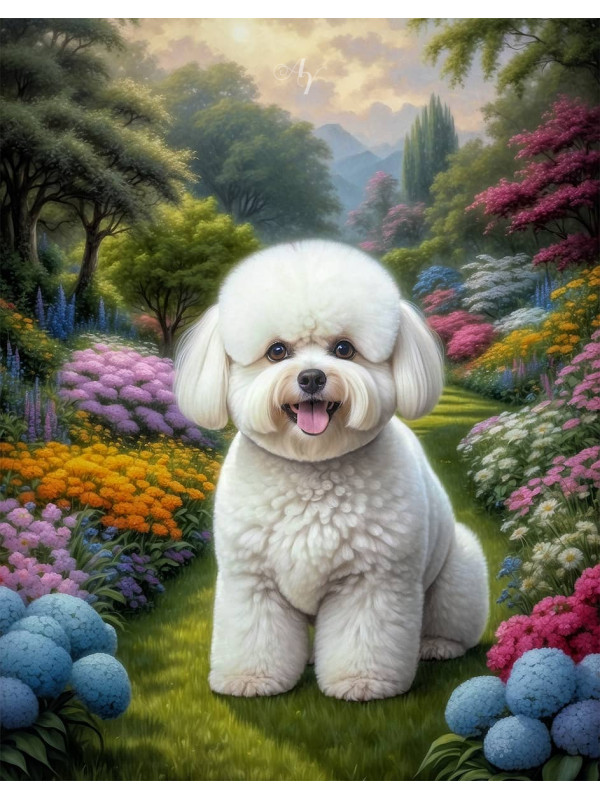 Bichon Frise Dog Portrait Paintings