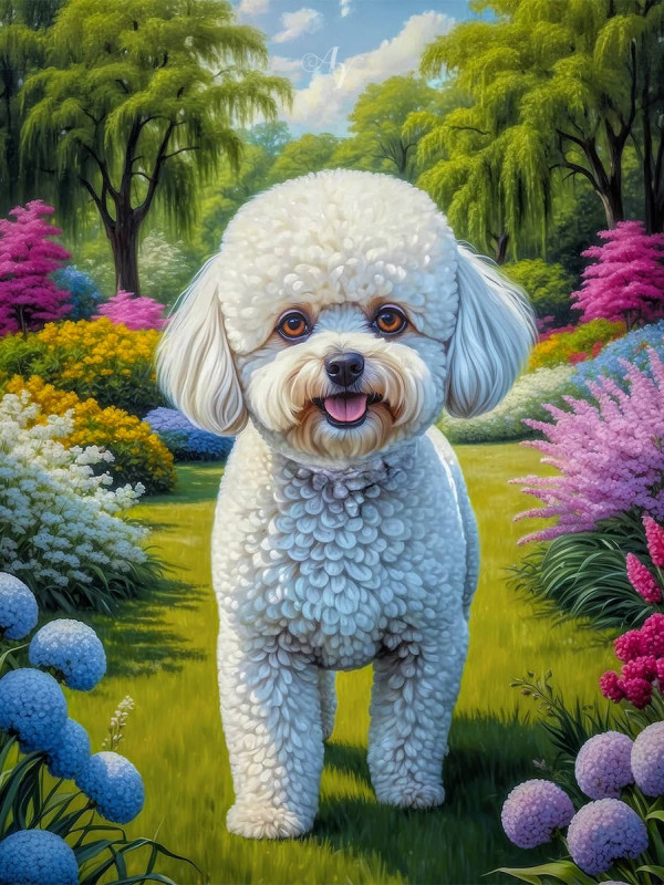 Bichon Frise Dog Portrait Paintings