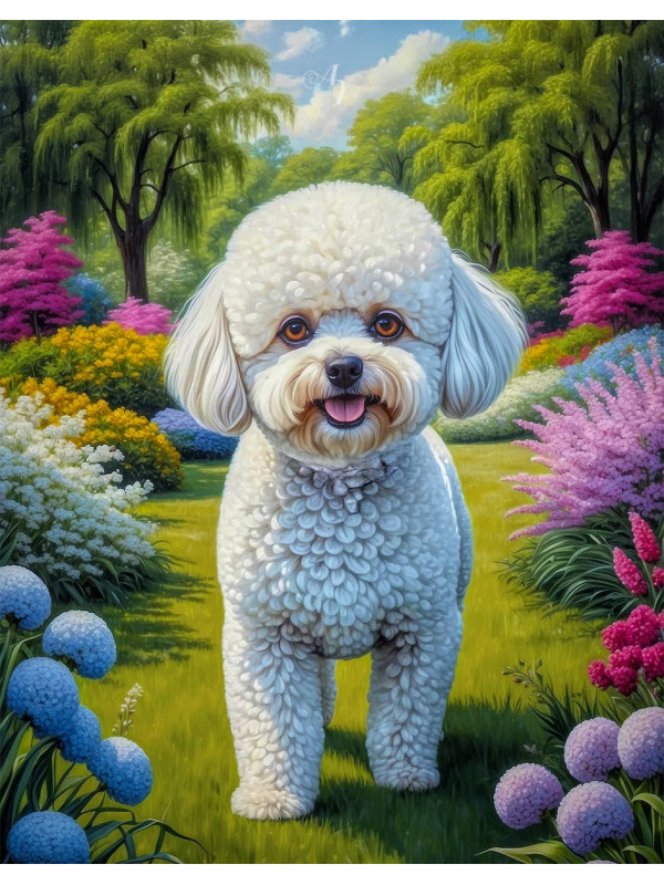 Bichon Frise Dog Portrait Paintings