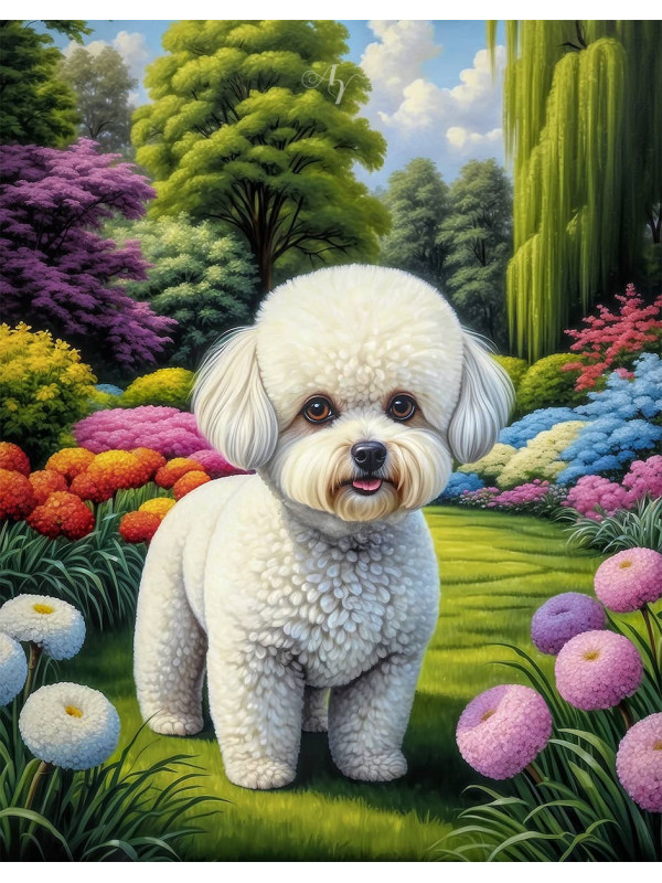 Bichon Frise Dog Portrait Paintings