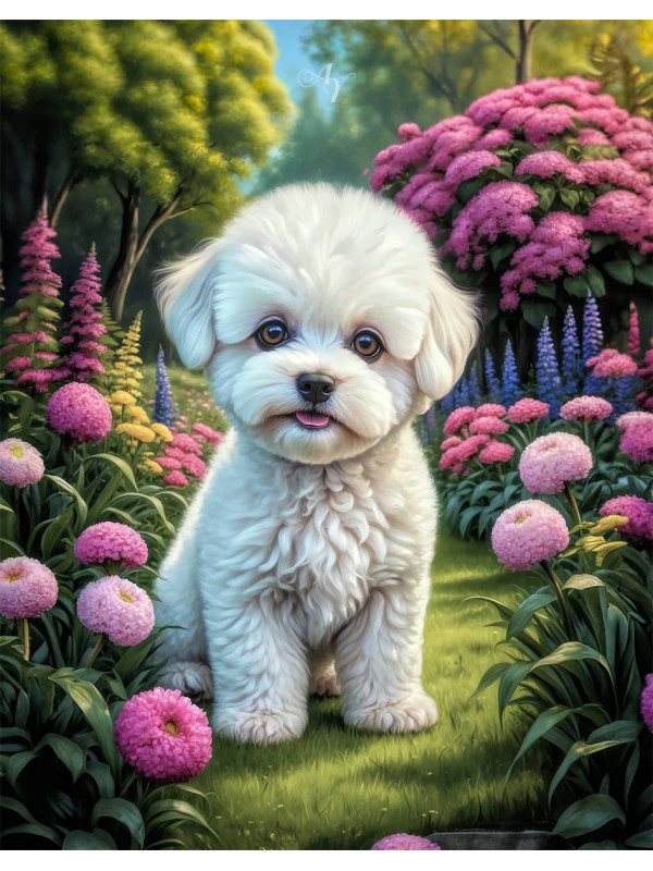 Bichon Frise Dog Portrait Paintings