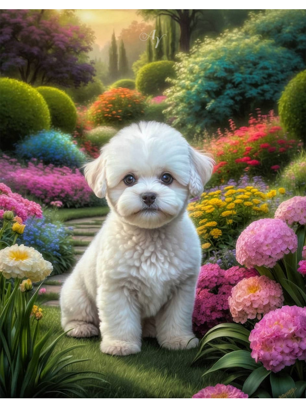 Bichon Frise Dog Portrait Paintings