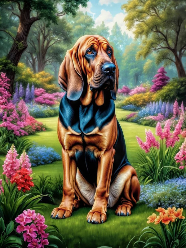 Bloodhound Dog Portrait Paintings