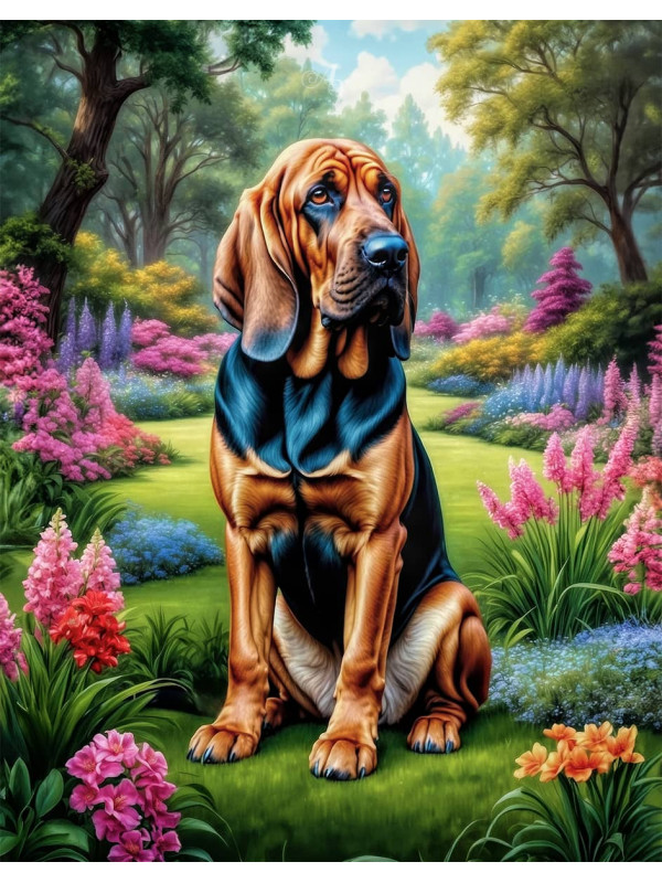 Bloodhound Dog and Puppy Portrait Paintings