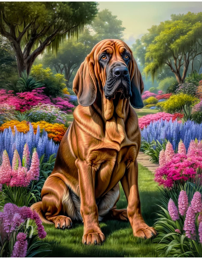 Bloodhound Dog Portrait Paintings