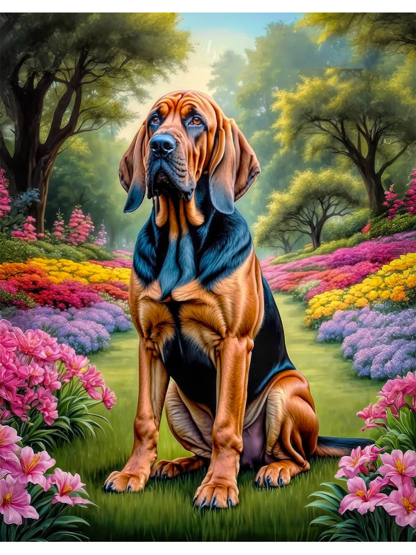 Bloodhound Dog and Puppy Portrait Paintings
