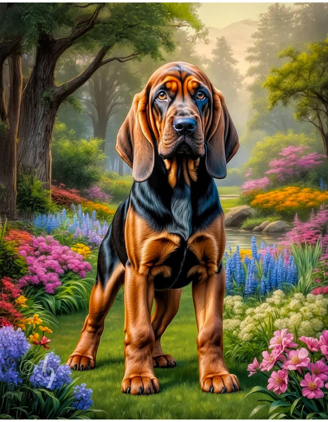 Bloodhound Dog Portrait Paintings