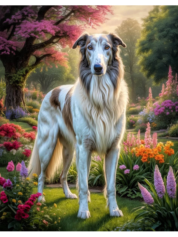Borzoi Dog Portrait Paintings