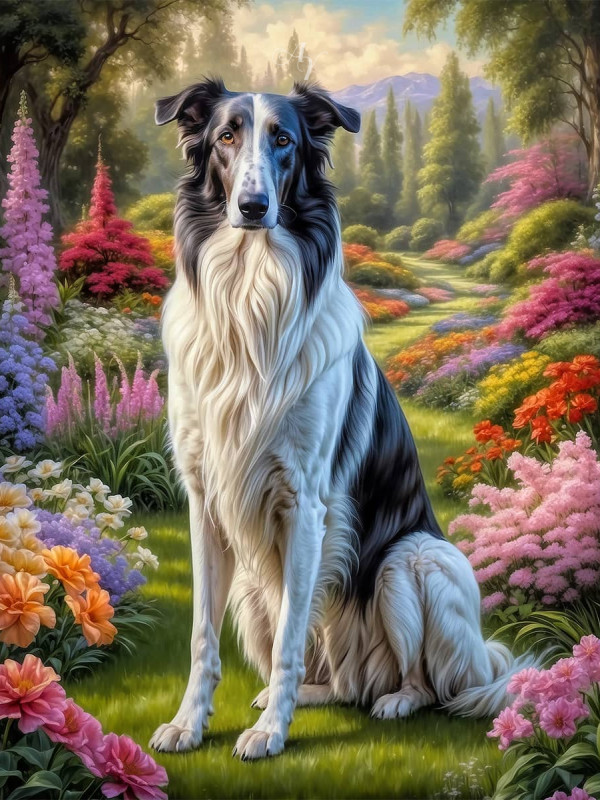 Borzoi Dog Portrait Paintings