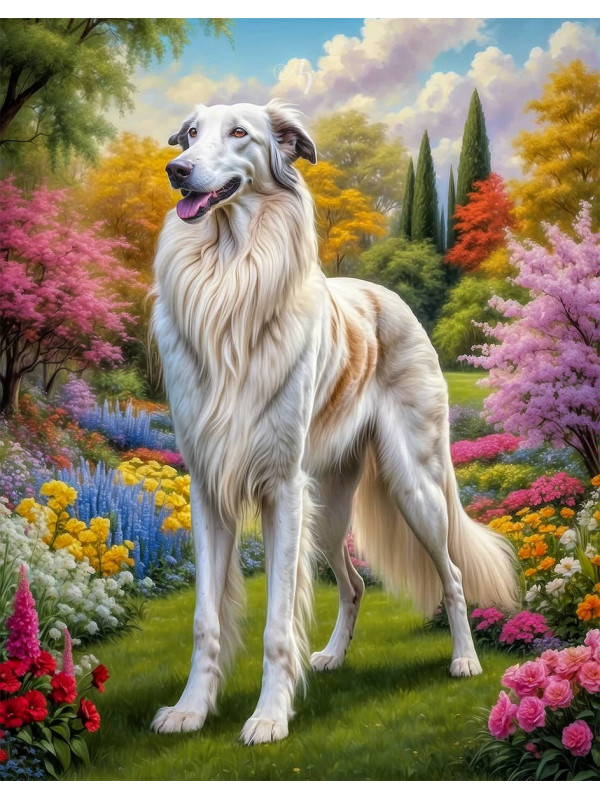 Borzoi Dog Portrait Paintings