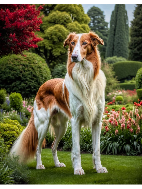 Borzoi Dog Portrait Paintings