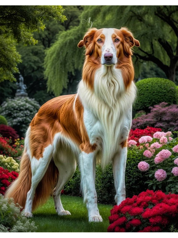 Borzoi Dog Portrait Paintings