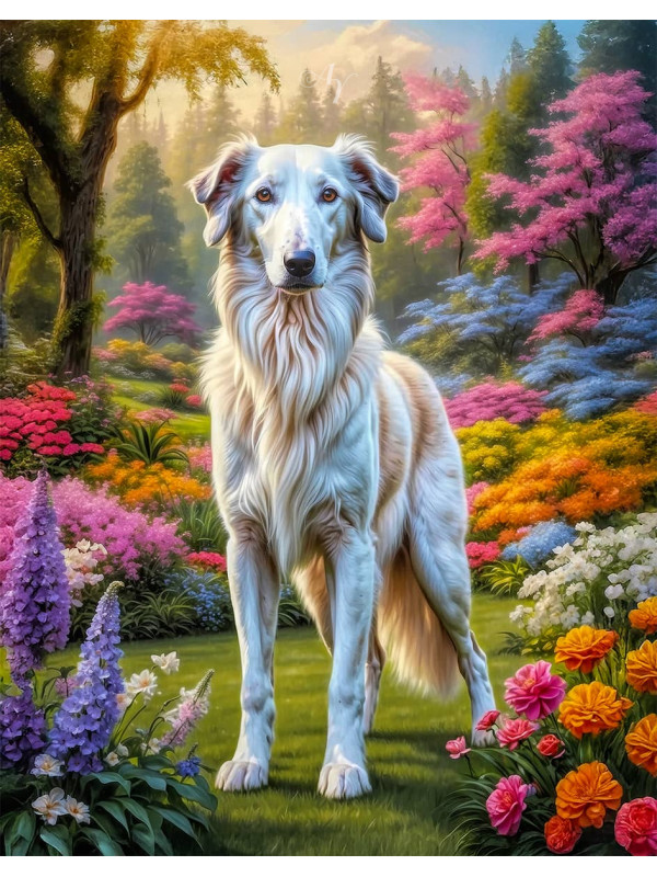 Borzoi Dog Portrait Paintings
