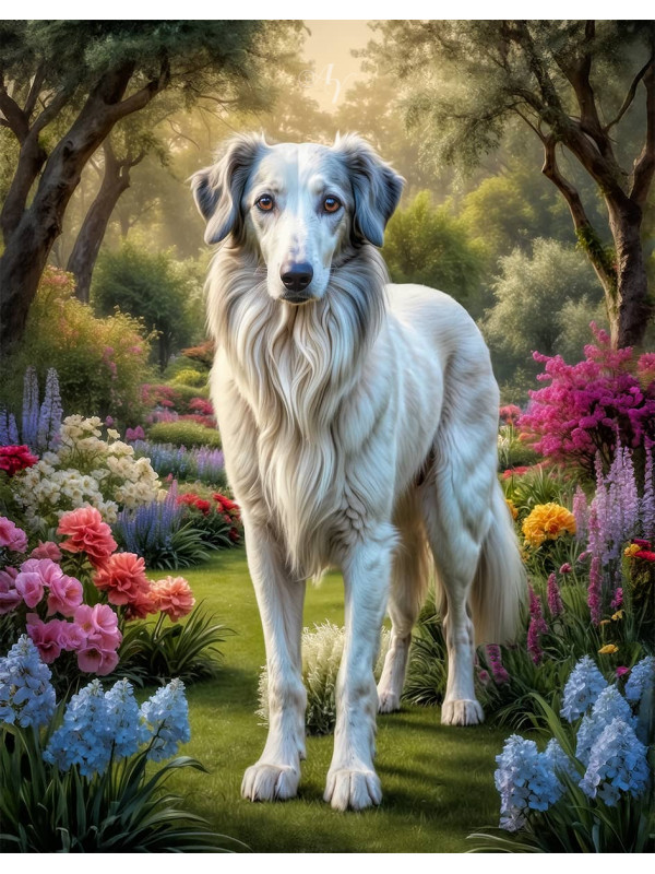 Borzoi Dog Portrait Paintings