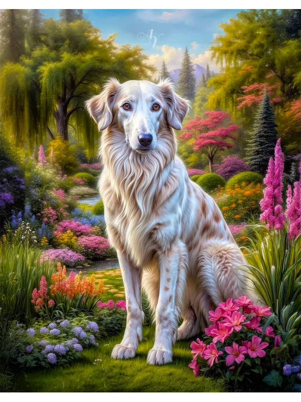 Borzoi Dog Portrait Paintings