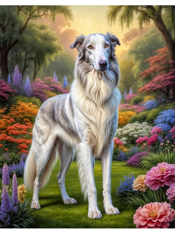Borzoi Dog Portrait Paintings