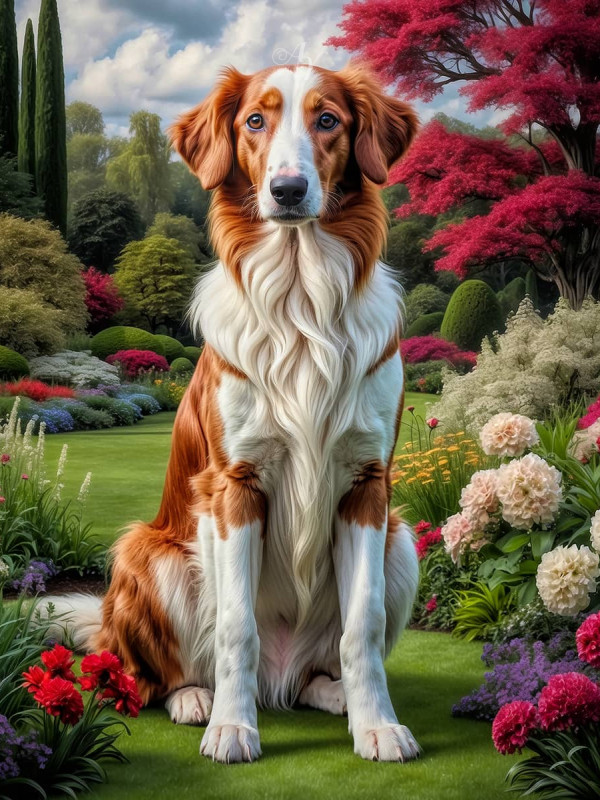 Borzoi Puppy Portrait Paintings