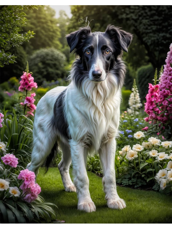 Borzoi Puppy Portrait Paintings