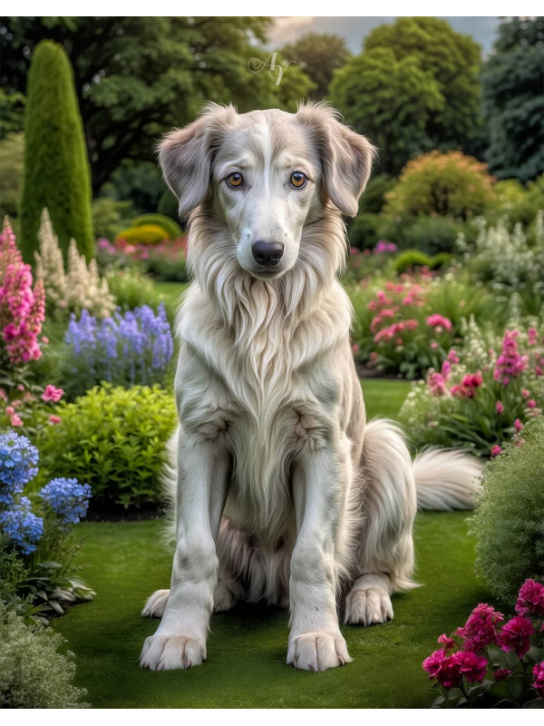 Borzoi Puppy Portrait Paintings