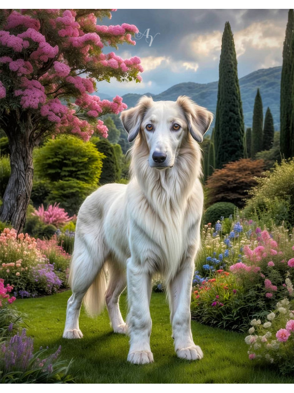 Borzoi Puppy Portrait Paintings