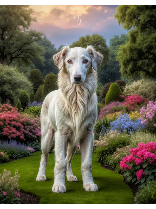 Borzoi Puppy Portrait Paintings