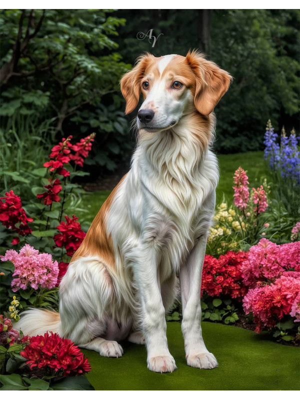 Borzoi Puppy Portrait Paintings