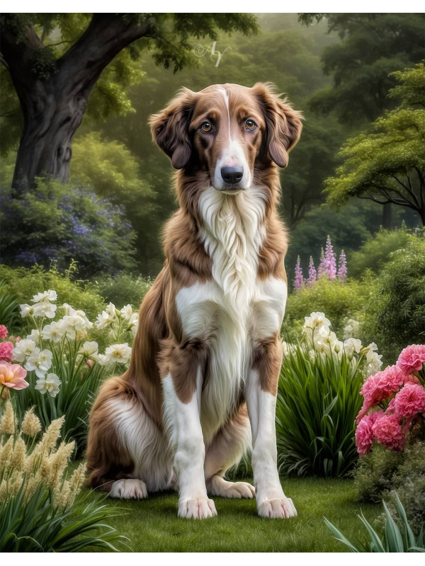 Borzoi Puppy Portrait Paintings