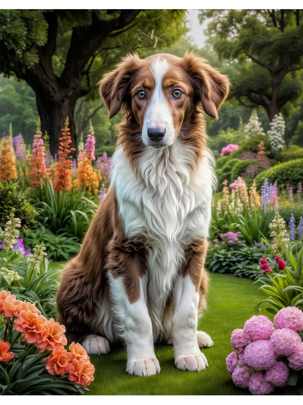 Borzoi Puppy Portrait Paintings