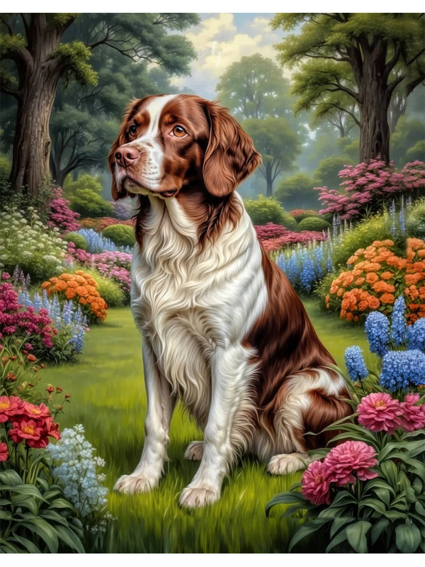 Brittany Spaniel Dog Portrait Paintings