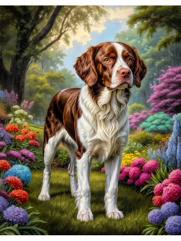 Brittany Spaniel Dog Portrait Paintings