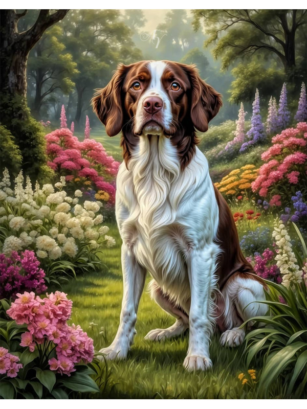 Brittany Spaniel Dog Portrait Paintings