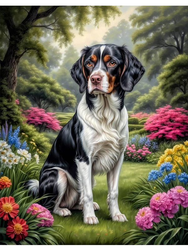 Brittany Spaniel Dog Portrait Paintings