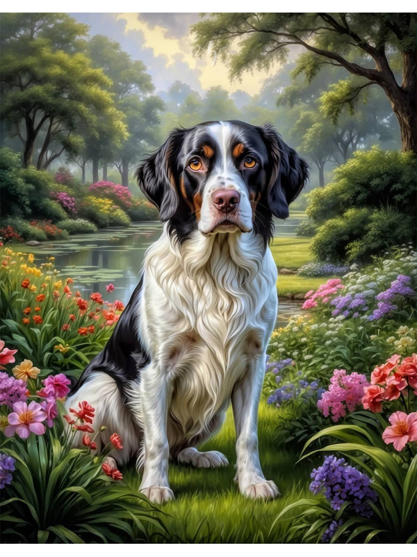 Brittany Spaniel Dog Portrait Paintings