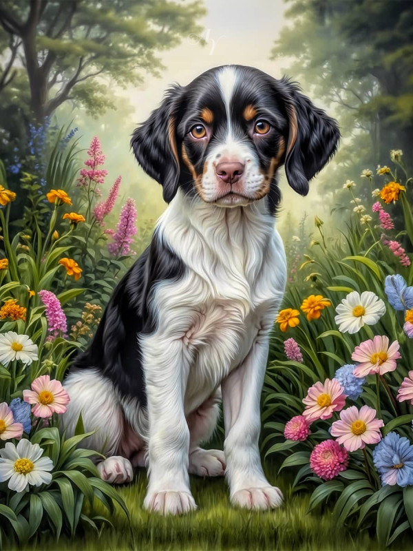 Brittany Spaniel Puppy Portrait Paintings