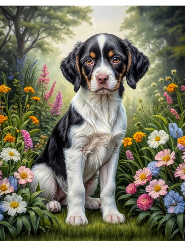 Brittany Spaniel Puppy Portrait Paintings