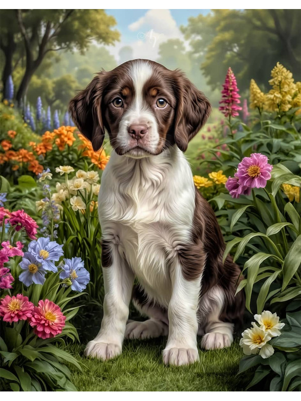 Brittany Spaniel Puppy Portrait Paintings