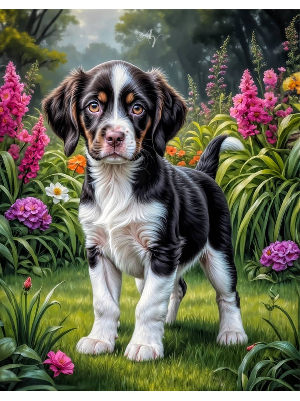Brittany Spaniel Puppy Portrait Paintings