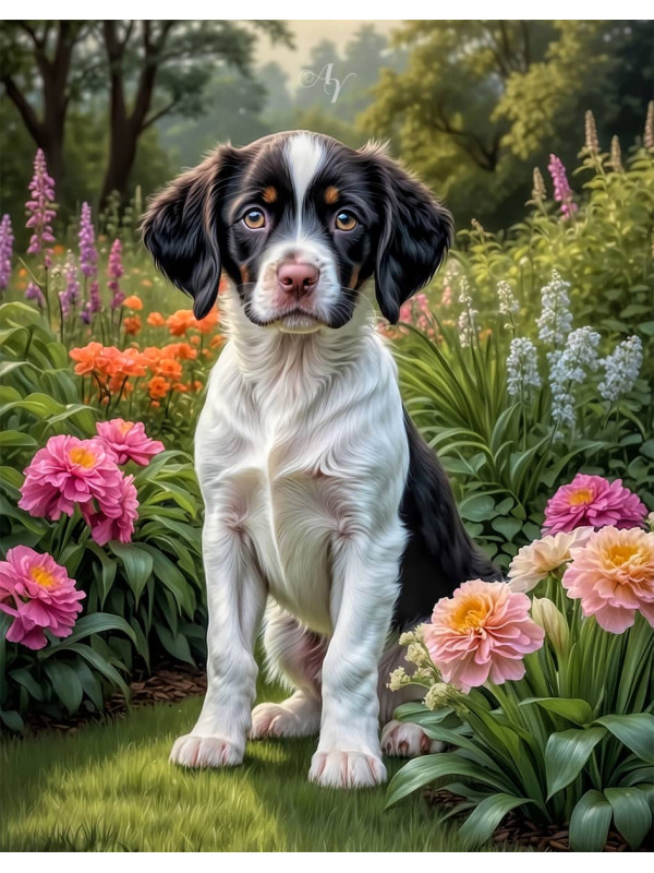 Brittany Spaniel Puppy Portrait Paintings