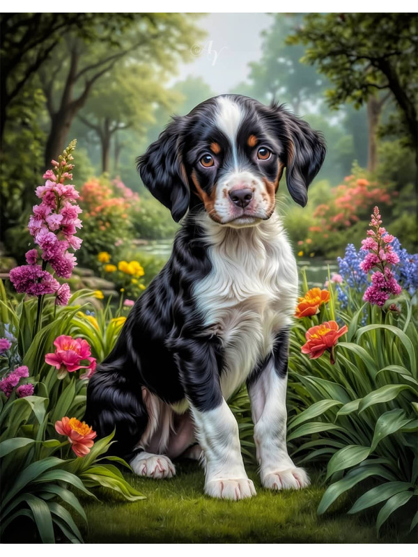 Brittany Spaniel Puppy Portrait Paintings