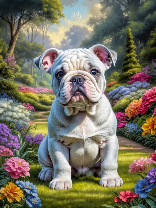 Bulldog Puppy Portrait Paintings