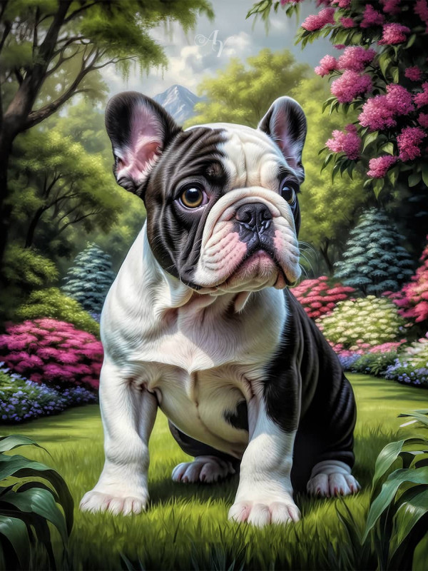 Bulldog Puppy Portrait Paintings