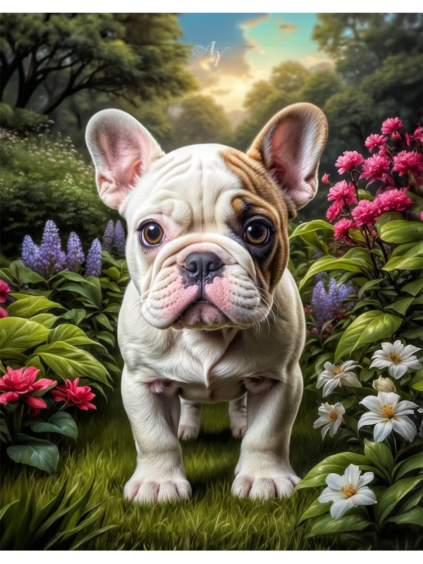 Bulldog Puppy Portrait Paintings