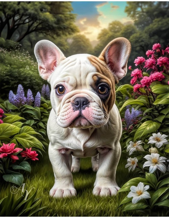 Bulldog Puppy Portrait Paintings