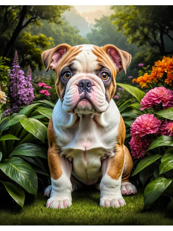 Bulldog Puppy Portrait Paintings