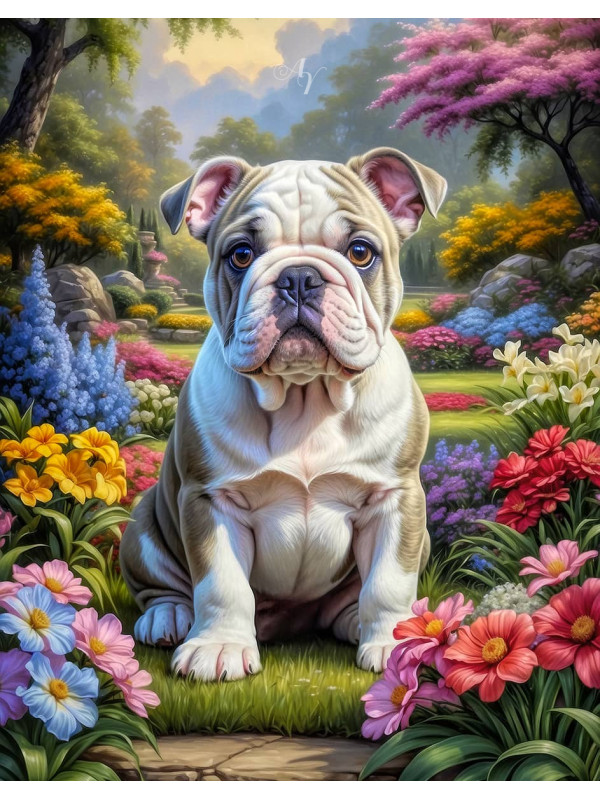 Bulldog Puppy Portrait Paintings