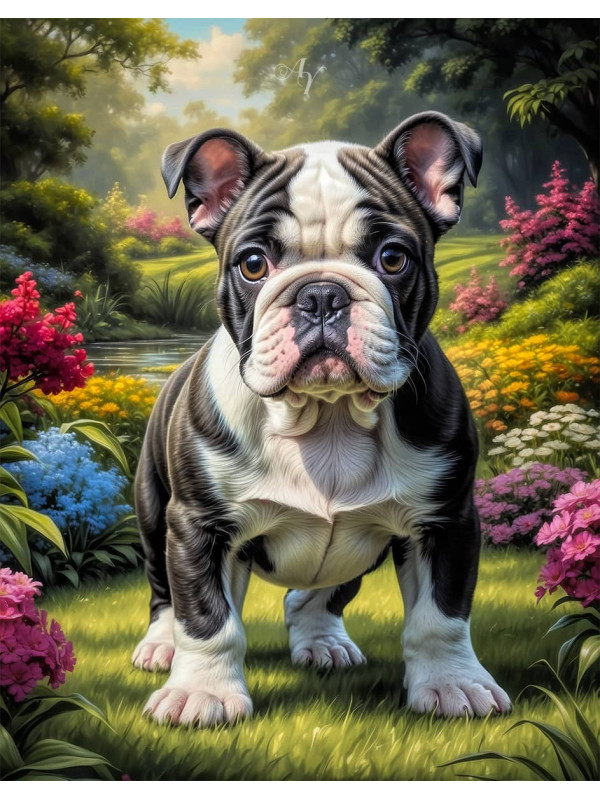 Bulldog Puppy Portrait Paintings