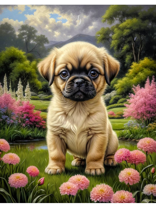 Chug Puppy Portrait Paintings